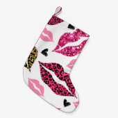 Petite Chaussette De Noël Lèvres scintillantes : Motif de mode Leopard (Devant (Accrochage))