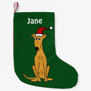Petite Chaussette De Noël Lévrier drôle dans le bas de Noël de casquette 