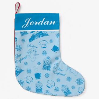 Petite Chaussette De Noël L'Express polaire | Motif d'icône de vacances bleu