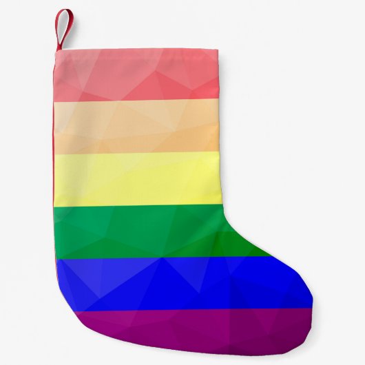 Petite Chaussette De Noël LGBT drapeau arc-en-ciel lignes motif de maillage (Devant)