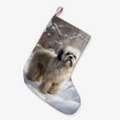 Petite Chaussette De Noël Lhassa Apso Laisse Neige Noël (Devant (Accrochage))
