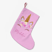 Petite Chaussette De Noël Licorne mignonne nom personnalisé (Devant (Accrochage))