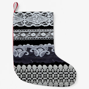 Petite Chaussette De Noël Ligne de dentelle vintage, fleurs ornementales (vr
