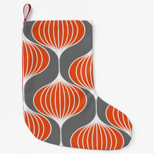 Petite Chaussette De Noël Lignes ondulées : motif vintage géométrique.