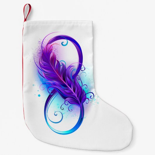 Petite Chaussette De Noël L'infini avec plume violette (Devant)