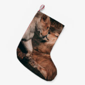 PETITE CHAUSSETTE DE NOËL LION ALLANT SUR ROCHE BROWN (Devant (Accrochage))
