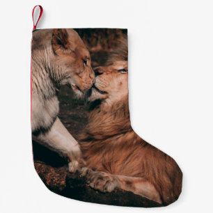 PETITE CHAUSSETTE DE NOËL LION ALLANT SUR ROCHE BROWN
