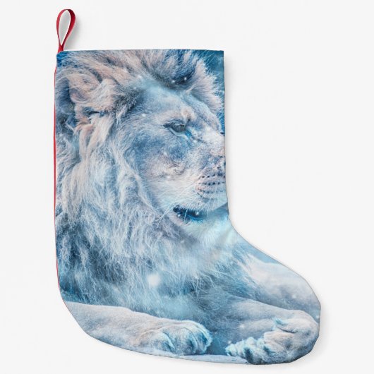 Petite Chaussette De Noël Lion neige couché animal d'art (Devant)