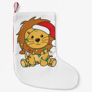 Petite Chaussette De Noël Lion Noël Animaux d'hiver Lions de vacances