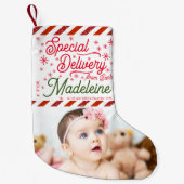 Petite Chaussette De Noël Livraison spéciale Père Noël Ajouter un nom photo  (Devant)