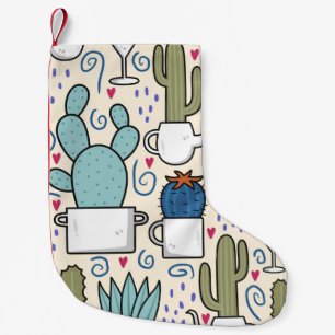 Petite Chaussette De Noël Llama Cactus : Conception sans fil dessinée à la m