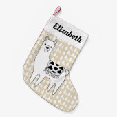 Petite Chaussette De Noël Llama et arbres tendance Nom en Script (Devant (Accrochage))