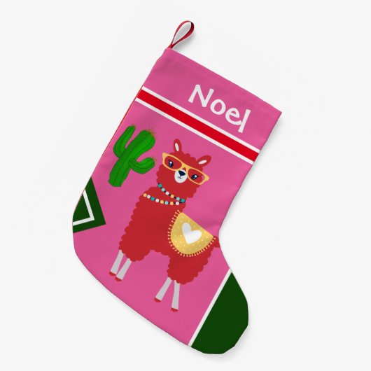 Petite Chaussette De Noël Llama et Cactus Art - Personnaliser (Devant (Accrochage))
