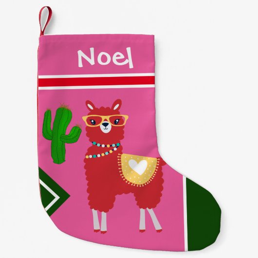 Petite Chaussette De Noël Llama et Cactus Art   - Personnaliser (Devant)