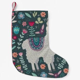 Petite Chaussette De Noël Llama florale : Doodles Vintages tirés à la main