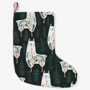 Petite Chaussette De Noël Llamas Florales Cute Texture Vintage