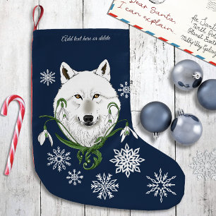 Petite Chaussette De Noël Loup Arctique Blanc Mystique Neige Bleue Galanthus