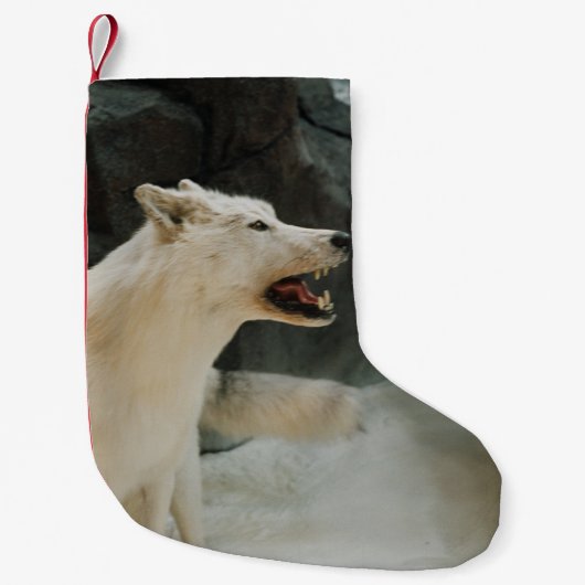 Petite Chaussette De Noël Loup blanc (Devant)