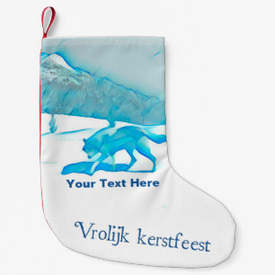 Petite Chaussette De Noël Loup solitaire en WInter - Vrolijk kerstfeest