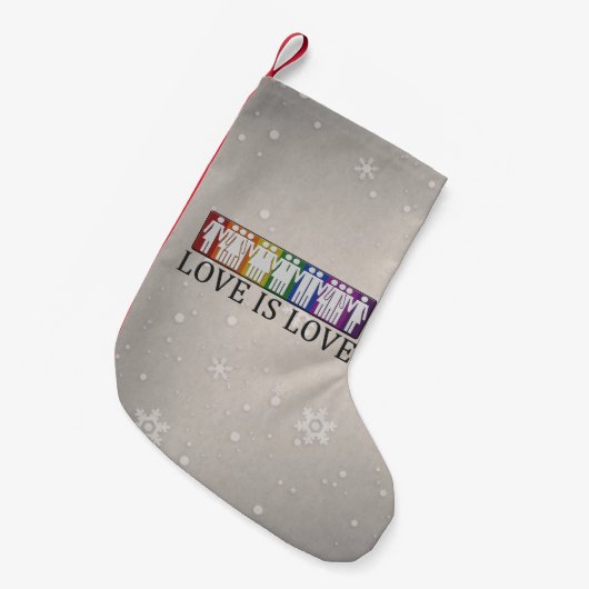 Petite Chaussette De Noël Love is Love text with Silhouette LGBT People (Devant (Accrochage))