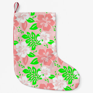 Petite Chaussette De Noël luau rose Noël hawaïen hibiscus floral Noël