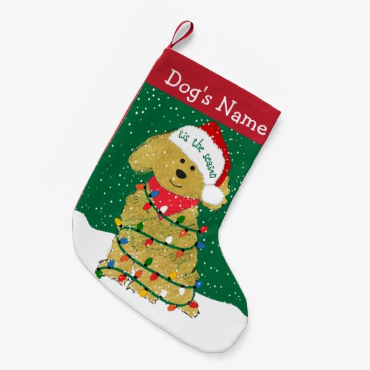 Petite Chaussette De Noël Lumières de Noël personnalisées Goldendoodle (Devant (Accrochage))