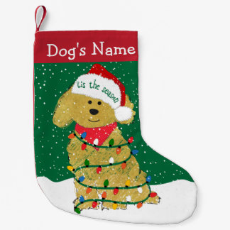 Petite Chaussette De Noël Lumières de Noël personnalisées Goldendoodle