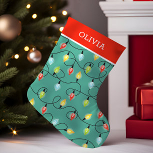 Petite Chaussette De Noël Lumières de Noël scintillantes Nom personnalisé