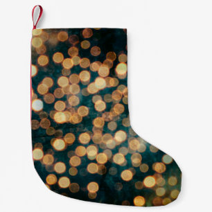 Petite Chaussette De Noël lumières fond abstrait, arrière - plan, noir, flou
