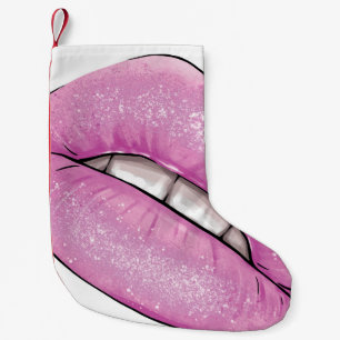Petite Chaussette De Noël Luminaire rose de la lèvre avec dents