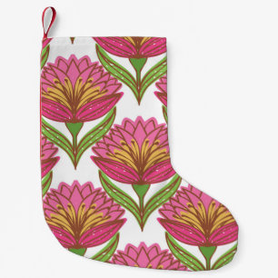 Petite Chaussette De Noël Luminosité florale : Vintage blanc rouge.