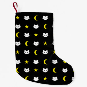 Petite Chaussette De Noël Lune De Chat Et Étoiles De Noël