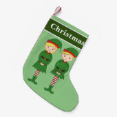 Petite Chaussette De Noël Lutins de Noël Vert (Devant (Accrochage))
