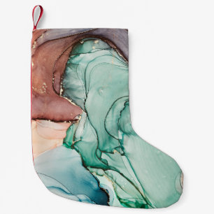 Petite Chaussette De Noël Luxe naturel peinture abstraite d'art fluide en al