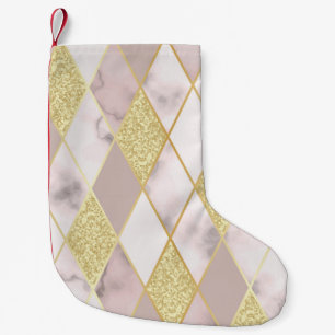 Petite Chaussette De Noël Luxueux Marbre Golden Géométrique
