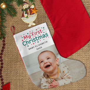 Petite Chaussette De Noël Ma première photo de Noël de bébé mignon nouveau-n