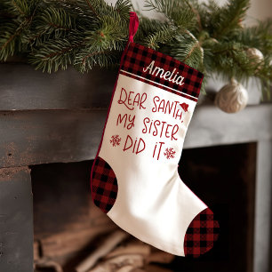 Petite Chaussette De Noël Ma sœur l'a fait Lettre drôle et mignonne au Père 