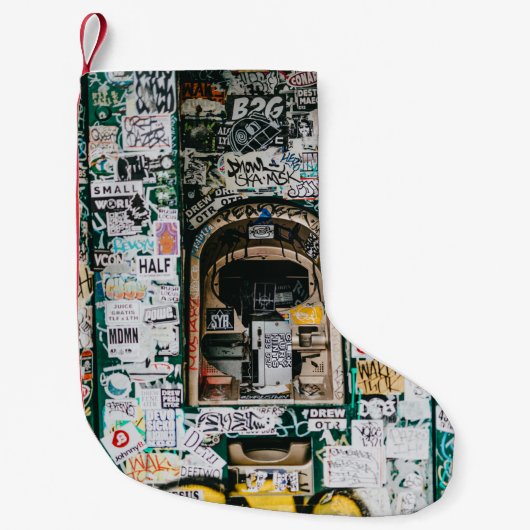 PETITE CHAUSSETTE DE NOËL MACHINE ATM AVEC GRAFFITI (Devant)
