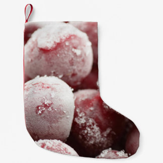 Petite Chaussette De Noël Macro baies congelées, texture de closeup.