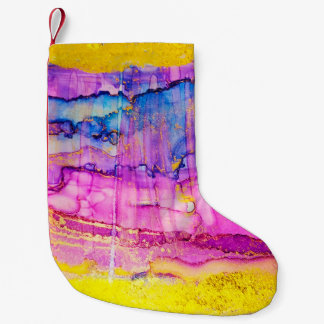 Petite Chaussette De Noël Macro de nuages colorés, plaque d'encre.