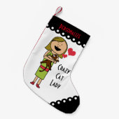 Petite Chaussette De Noël Madame folle de chat (Devant (Accrochage))