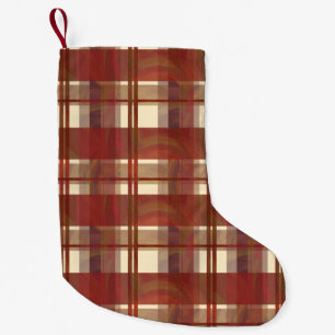 Petite Chaussette De Noël Madras Plaid Fall Red