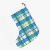 Petite Chaussette De Noël Madras Plaid Green et Blue (Dos (Accrochage))
