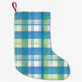 Petite Chaussette De Noël Madras Plaid Green et Blue (Devant)
