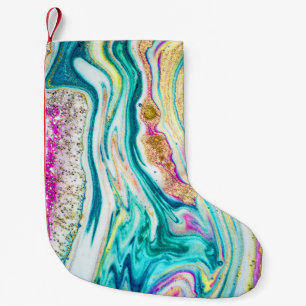 Petite Chaussette De Noël Magic Marbling : Metallic Paint Design.