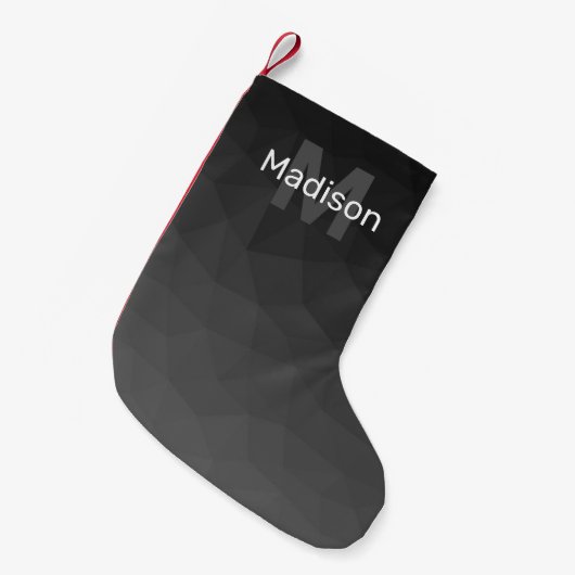 Petite Chaussette De Noël Maillon géométrique gris foncé Monogramme (Devant (Accrochage))
