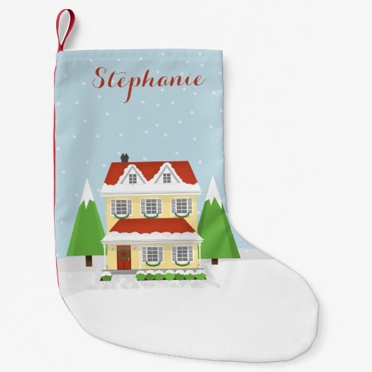 Petite Chaussette De Noël Maison ouverte de Noël (Devant)