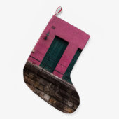 PETITE CHAUSSETTE DE NOËL MAISON ROSE AVEC DEUX PORTES (Devant (Accrochage))