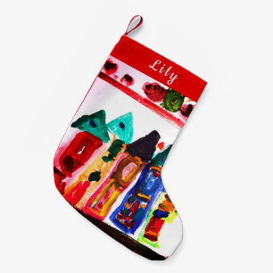 Petite Chaussette De Noël Maisons en pain d'épice coloré Personnalisées