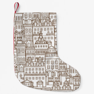 Petite Chaussette De Noël Maisons vintages : Architectural Seamless Motif.